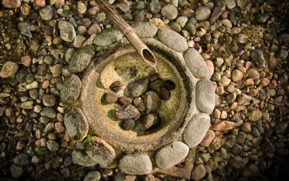 Rock fountain in the Japanese Garden